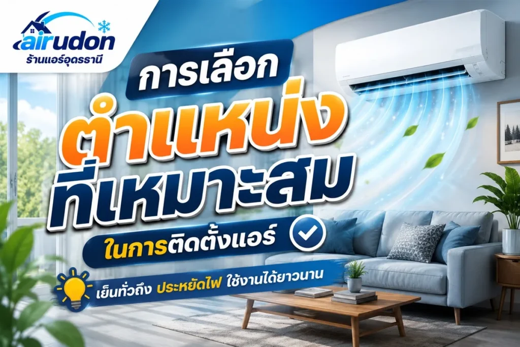 เคล็ดลับเลือกตำแหน่งติดตั้งแอร์ที่เหมาะสม เย็นทั่วถึง ประหยัดไฟ โดยช่างแอร์อุดรธานี airudon