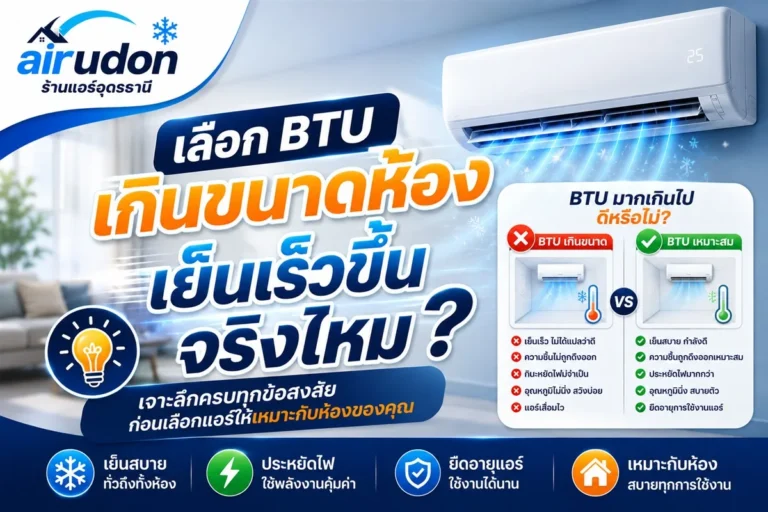 เลือก BTU เกินขนาดห้อง กินไฟไหม?